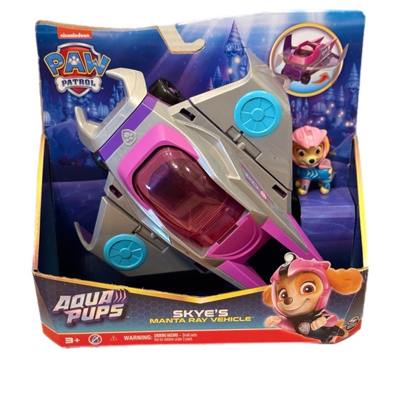 Paw Patrol Aqua Pups Skye Manta Ray Vehicle & Figure Playset Gift Kids Toys New - Picture 1 of 9